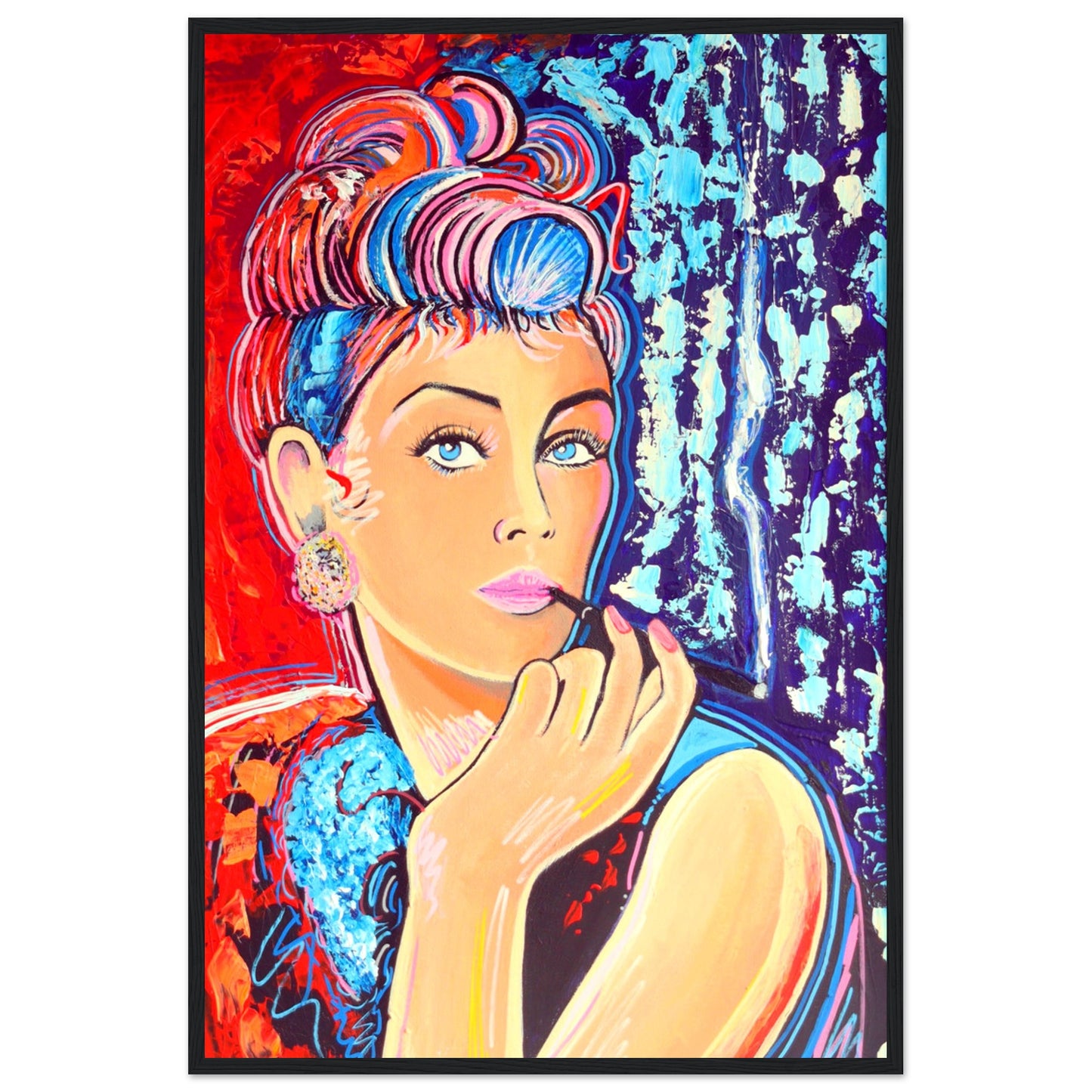 Breakfast at Tiffany's is a open edition framed wall art print by Irish Artist Ó Maoláin, it depicts the movie star Audrey Hepburn and it reminds us of the old romantic ideals of Hollywood, wrapped up in 1960s glitz and glam.