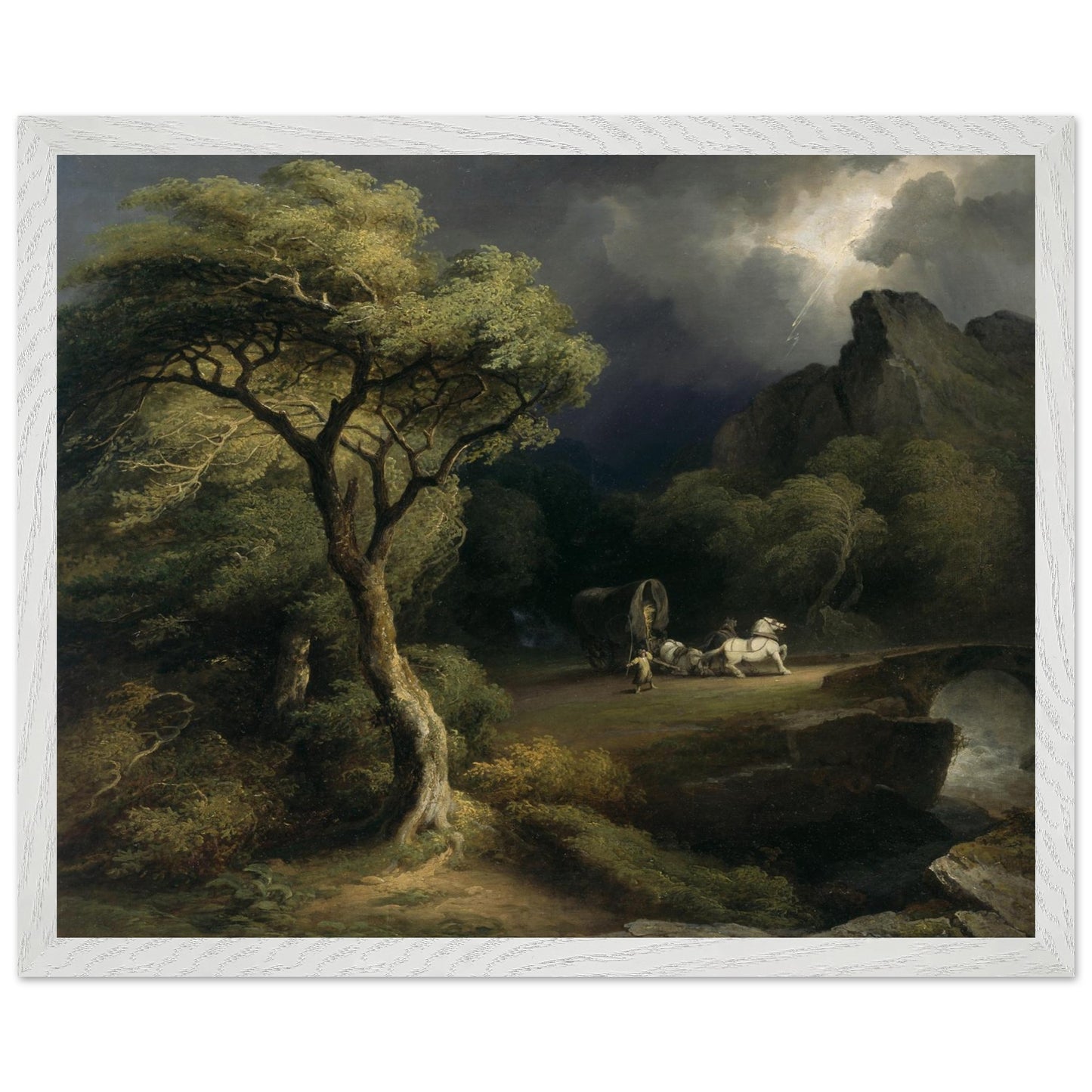 Collector’s Edition fine art print in white frame, 40×50 cm, featuring lightning storm by Irish painter James Arthur O’Connor.