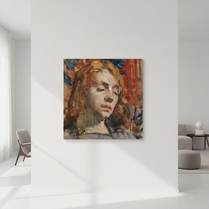 Unframed art print hanging on a clean white wall, floating with no frame, subtle shadow cast behind, high-end minimalist interior, soft natural daylight, photorealistic fine art mockup.
