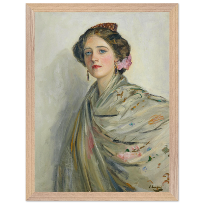 A Fair Spaniard, Mrs Chowne Irish art print in natural oak wood frame 30x40 cm Collector’s Edition