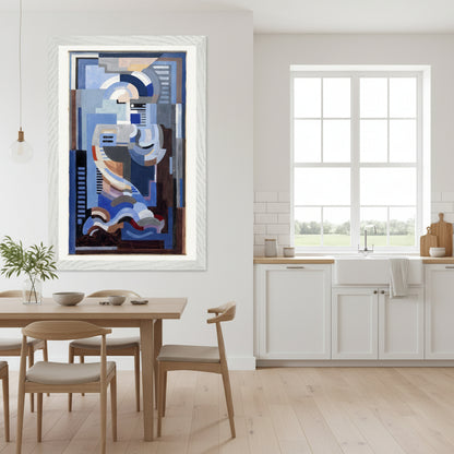 Abstract (Blue Composition) by Mainie Jellett framed in white FSC-certified wood, museum-quality blue abstract print.