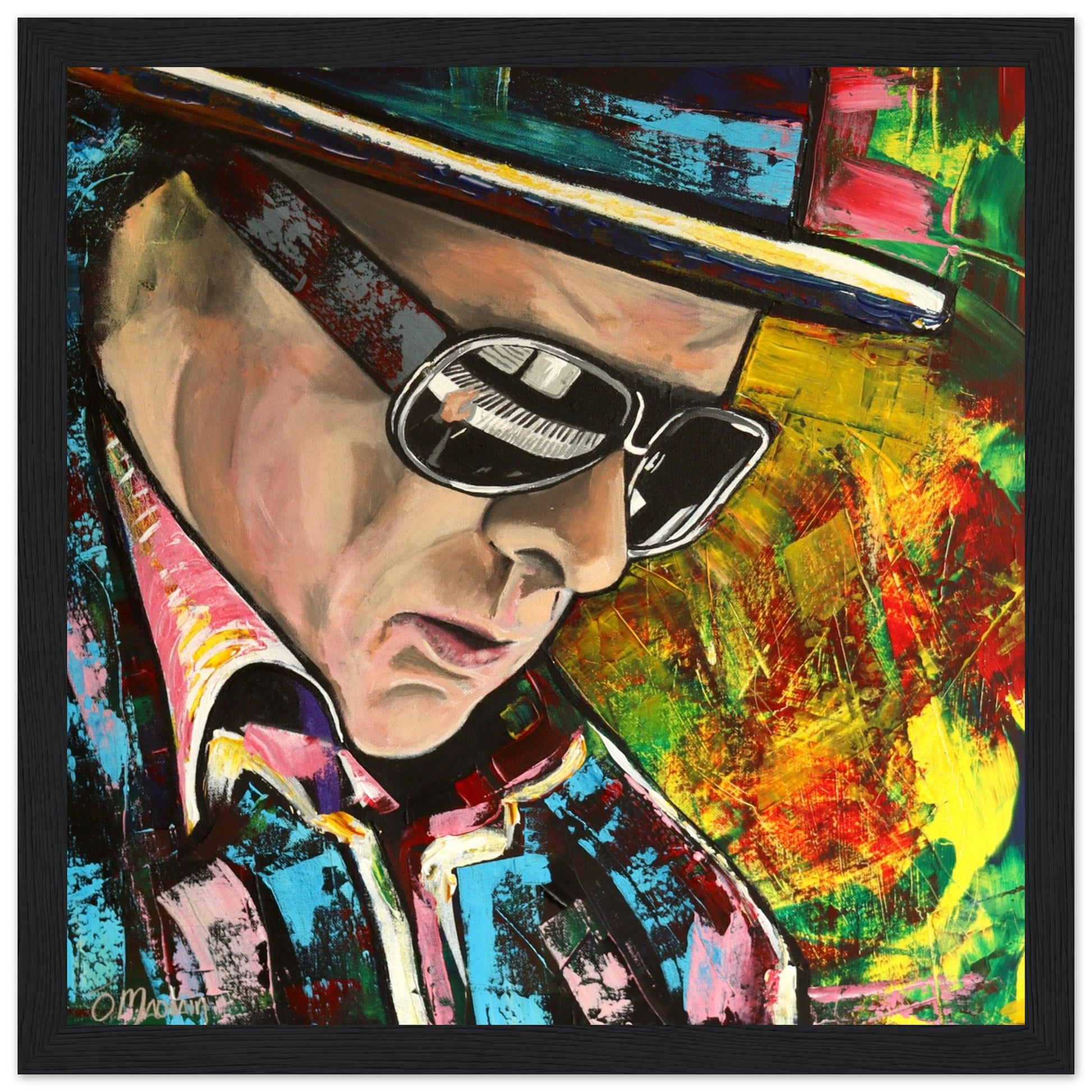 Van Morrison portrait art print by Irish Artist Mullan. Reflects his musical genius & poetic spirit. Tribute to Morrison's legacy, ideal for music & art enthusiasts.