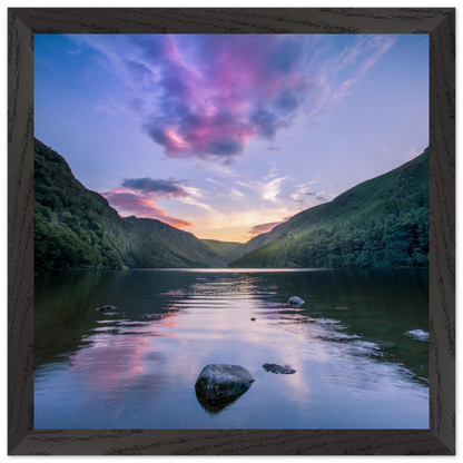 Glendalough Valley Ireland landscape print in black gallery frame, premium wall art décor