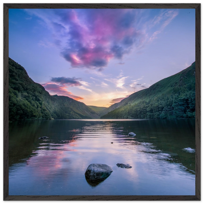Glendalough Valley Ireland landscape print in black gallery frame, premium wall art décor