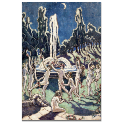 Nudes Dancing round a Fountain by Moonlight by Mainie Jellett – unframed museum-quality Irish Modernist art print