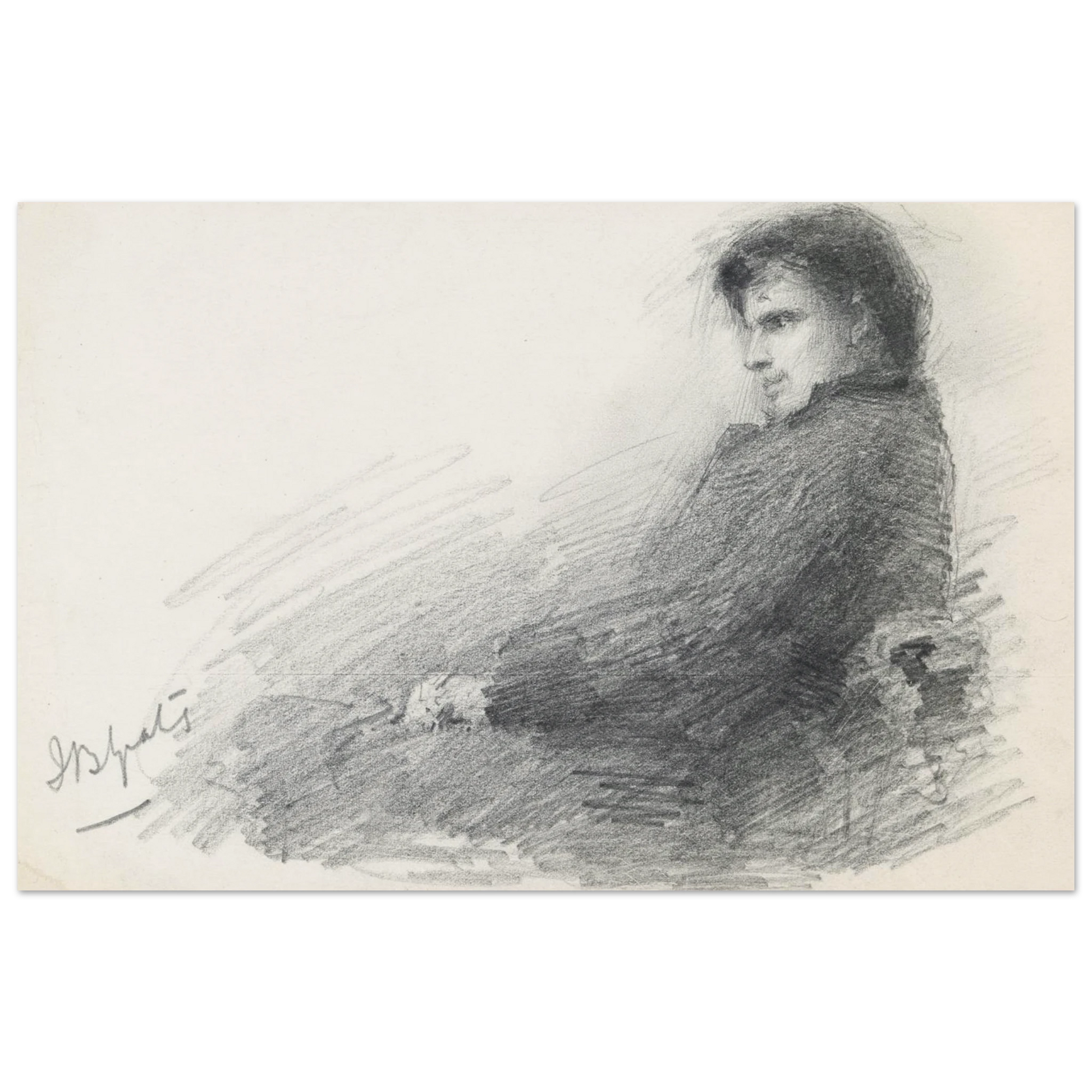 Portrait of a young W.B. Yeats by John Butler Yeats archival art print