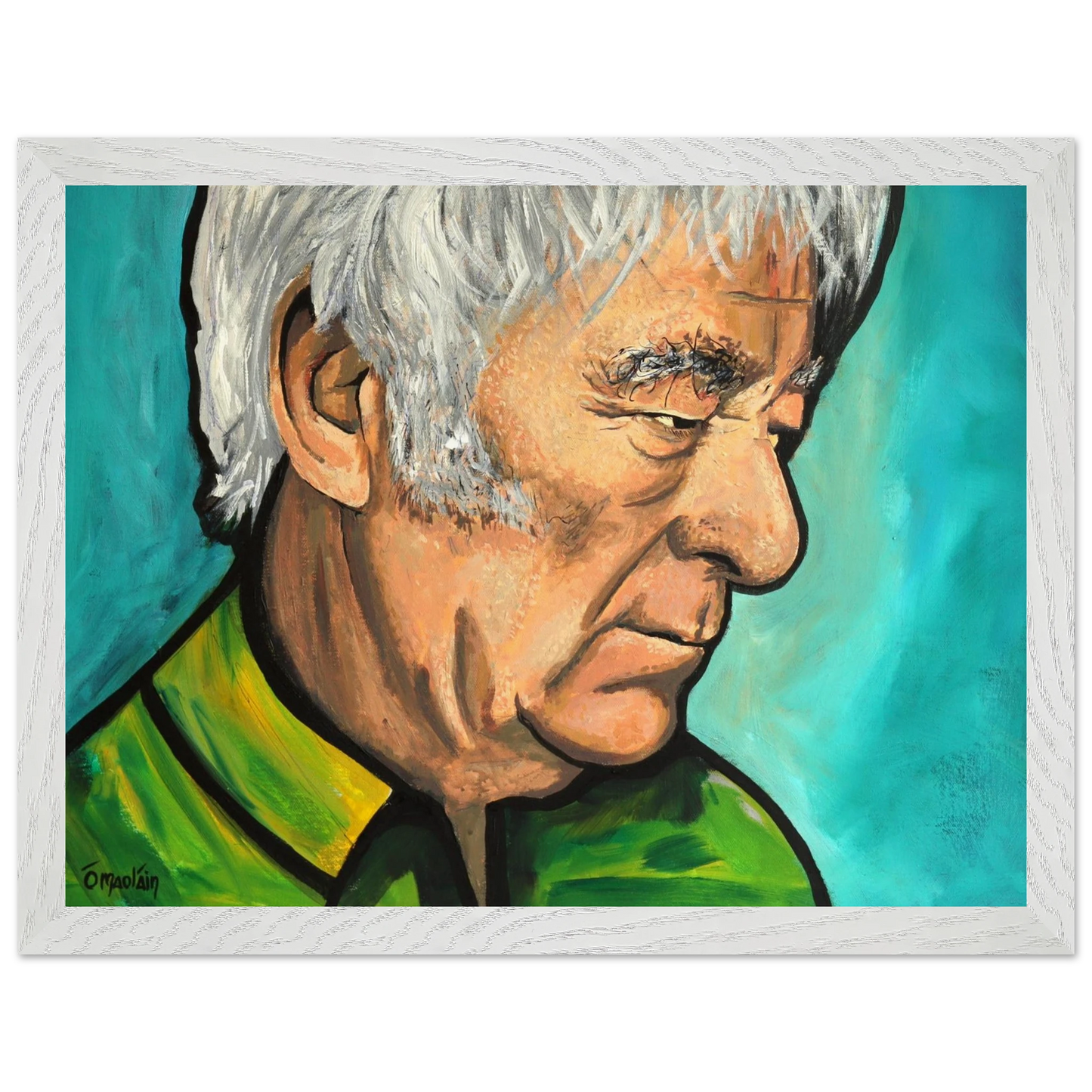 Seamus Heaney framed art print in white gallery frame, 30x40cm – premium Irish wall decor