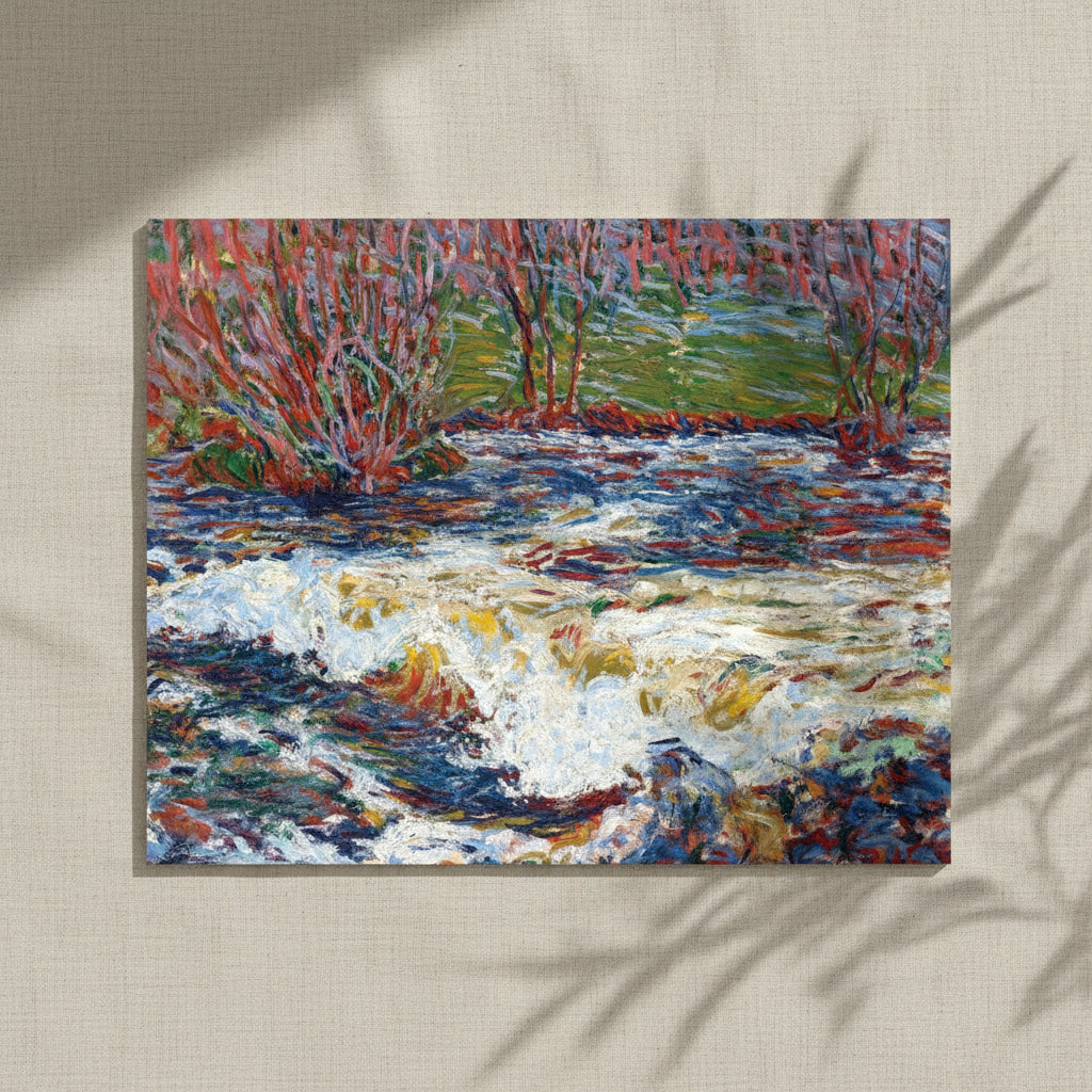 Close-up detail of expressive brushwork in The Rushing Stream by Roderic O’Conor