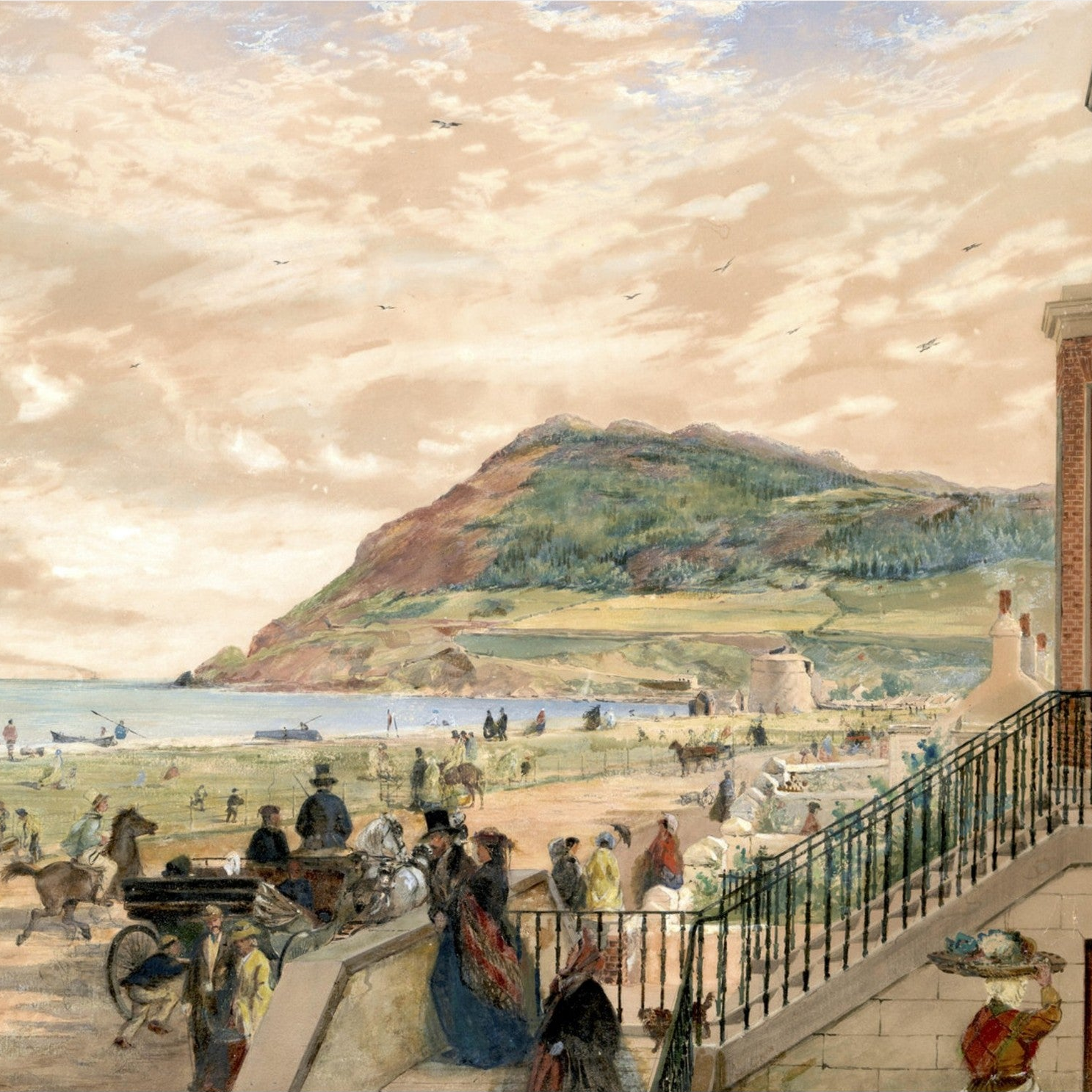 The Seafront at Bray by Erskine Nicol, Irish coastal landscape art print depicting Bray, County Wicklow, Buy Irish Art